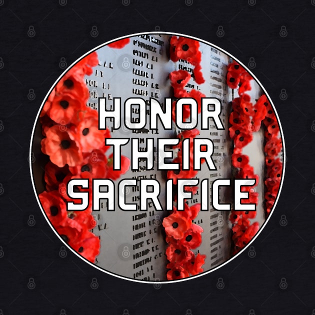 Honor Their Sacrifice Memorial with Red Poppy Flowers (MD23Mrl006c) by Maikell Designs